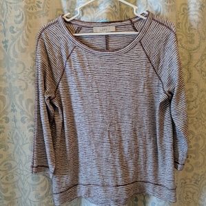 Burgundy and white striped shirt